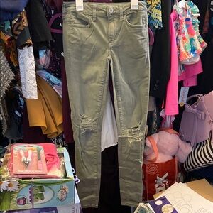 Olive Green Distressed American eagle Jeans